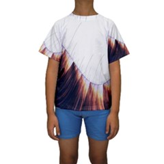 Abstract Lines Kids  Short Sleeve Swimwear