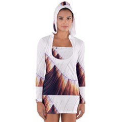 Abstract Lines Women s Long Sleeve Hooded T-shirt