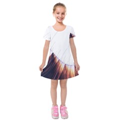 Abstract Lines Kids  Short Sleeve Velvet Dress