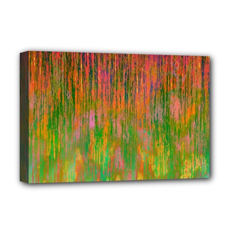 Abstract Trippy Bright Melting Deluxe Canvas 18  X 12  