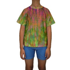 Abstract Trippy Bright Melting Kids  Short Sleeve Swimwear by Simbadda