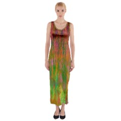 Abstract Trippy Bright Melting Fitted Maxi Dress by Simbadda