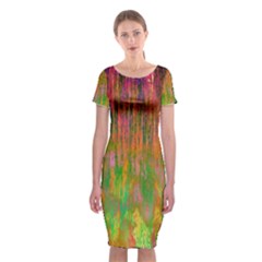 Abstract Trippy Bright Melting Classic Short Sleeve Midi Dress