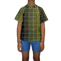 Pixel Gradient Pattern Kids  Short Sleeve Swimwear