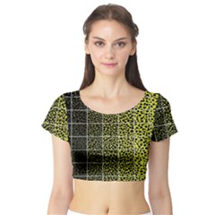 Pixel Gradient Pattern Short Sleeve Crop Top (tight Fit) by Simbadda