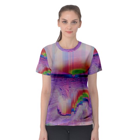 Glitch Art Abstract Women s Sport Mesh Tee by Simbadda