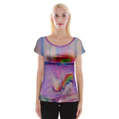 Glitch Art Abstract Women s Cap Sleeve Top by Simbadda