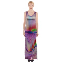 Glitch Art Abstract Maxi Thigh Split Dress