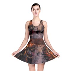 River Venice Gondolas Italy Artwork Painting Reversible Skater Dress by Simbadda