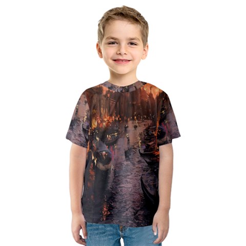 River Venice Gondolas Italy Artwork Painting Kids  Sport Mesh Tee by Simbadda