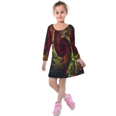 Fractal Digital Art Kids  Long Sleeve Velvet Dress