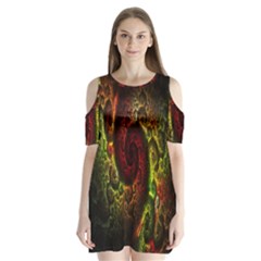 Fractal Digital Art Shoulder Cutout Velvet  One Piece