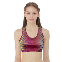 Abstract Circle Colorful Sports Bra With Border