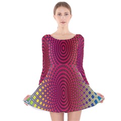 Abstract Circle Colorful Long Sleeve Velvet Skater Dress by Simbadda