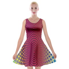 Abstract Circle Colorful Velvet Skater Dress