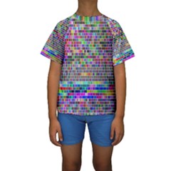 Plasma Gradient Phalanx Kids  Short Sleeve Swimwear by Simbadda