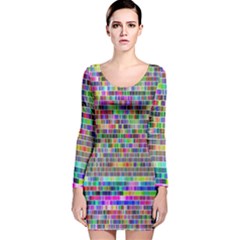 Plasma Gradient Phalanx Long Sleeve Velvet Bodycon Dress by Simbadda