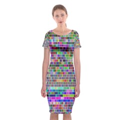 Plasma Gradient Phalanx Classic Short Sleeve Midi Dress by Simbadda