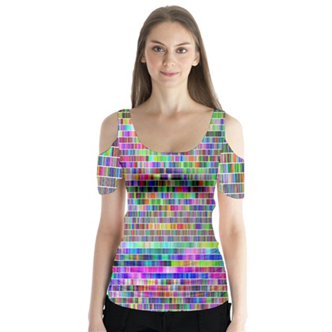 Plasma Gradient Phalanx Butterfly Sleeve Cutout Tee  by Simbadda