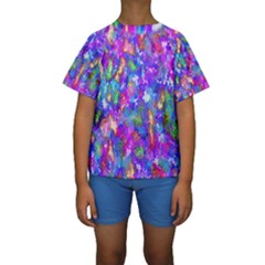 Abstract Trippy Bright Sky Space Kids  Short Sleeve Swimwear