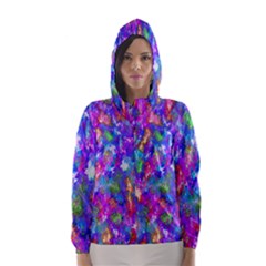 Abstract Trippy Bright Sky Space Hooded Wind Breaker (women) by Simbadda