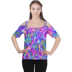 Abstract Trippy Bright Sky Space Women s Cutout Shoulder Tee