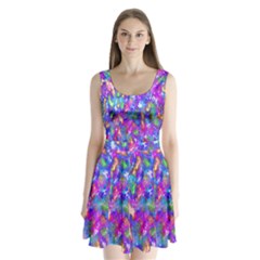 Abstract Trippy Bright Sky Space Split Back Mini Dress 