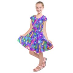 Abstract Trippy Bright Sky Space Kids  Short Sleeve Dress