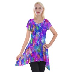 Abstract Trippy Bright Sky Space Short Sleeve Side Drop Tunic