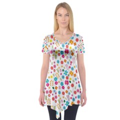 Floral Pattern Short Sleeve Tunic 