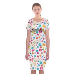 Floral Pattern Classic Short Sleeve Midi Dress by Valentinaart