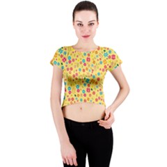 Floral Pattern Crew Neck Crop Top by Valentinaart