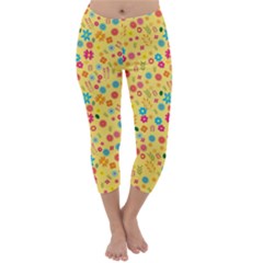 Floral Pattern Capri Winter Leggings  by Valentinaart