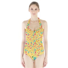 Floral Pattern Halter Swimsuit