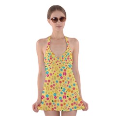 Floral Pattern Halter Swimsuit Dress