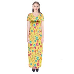 Floral Pattern Short Sleeve Maxi Dress