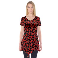 Strawberry  Pattern Short Sleeve Tunic  by Valentinaart