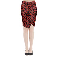 Strawberry  Pattern Midi Wrap Pencil Skirt