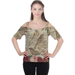 Vintage Birds Women s Cutout Shoulder Tee