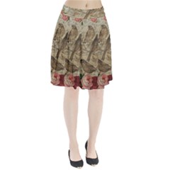 Vintage Birds Pleated Skirt