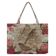 Vintage Birds Medium Zipper Tote Bag by Valentinaart