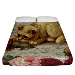 Vintage Kitten  Fitted Sheet (queen Size)