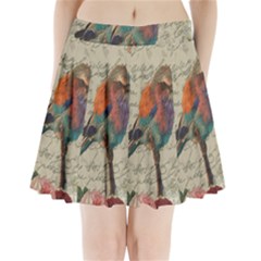 Vintage Bird Pleated Mini Skirt