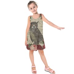 Vintage Owl Kids  Sleeveless Dress by Valentinaart