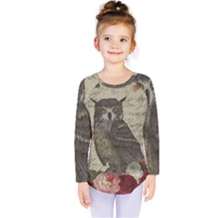 Vintage Owl Kids  Long Sleeve Tee