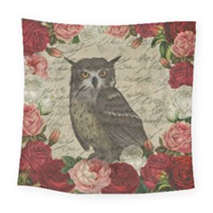 Vintage Owl Square Tapestry (large) by Valentinaart