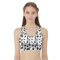 Seahorse Pattern Sports Bra With Border by Valentinaart