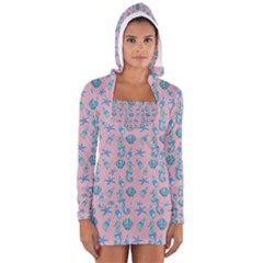 Seahorse Pattern Women s Long Sleeve Hooded T-shirt