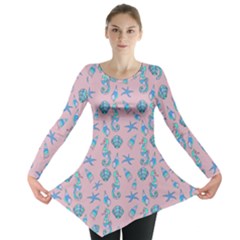 Seahorse Pattern Long Sleeve Tunic  by Valentinaart