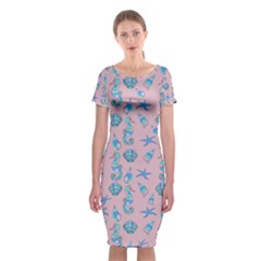 Seahorse Pattern Classic Short Sleeve Midi Dress by Valentinaart